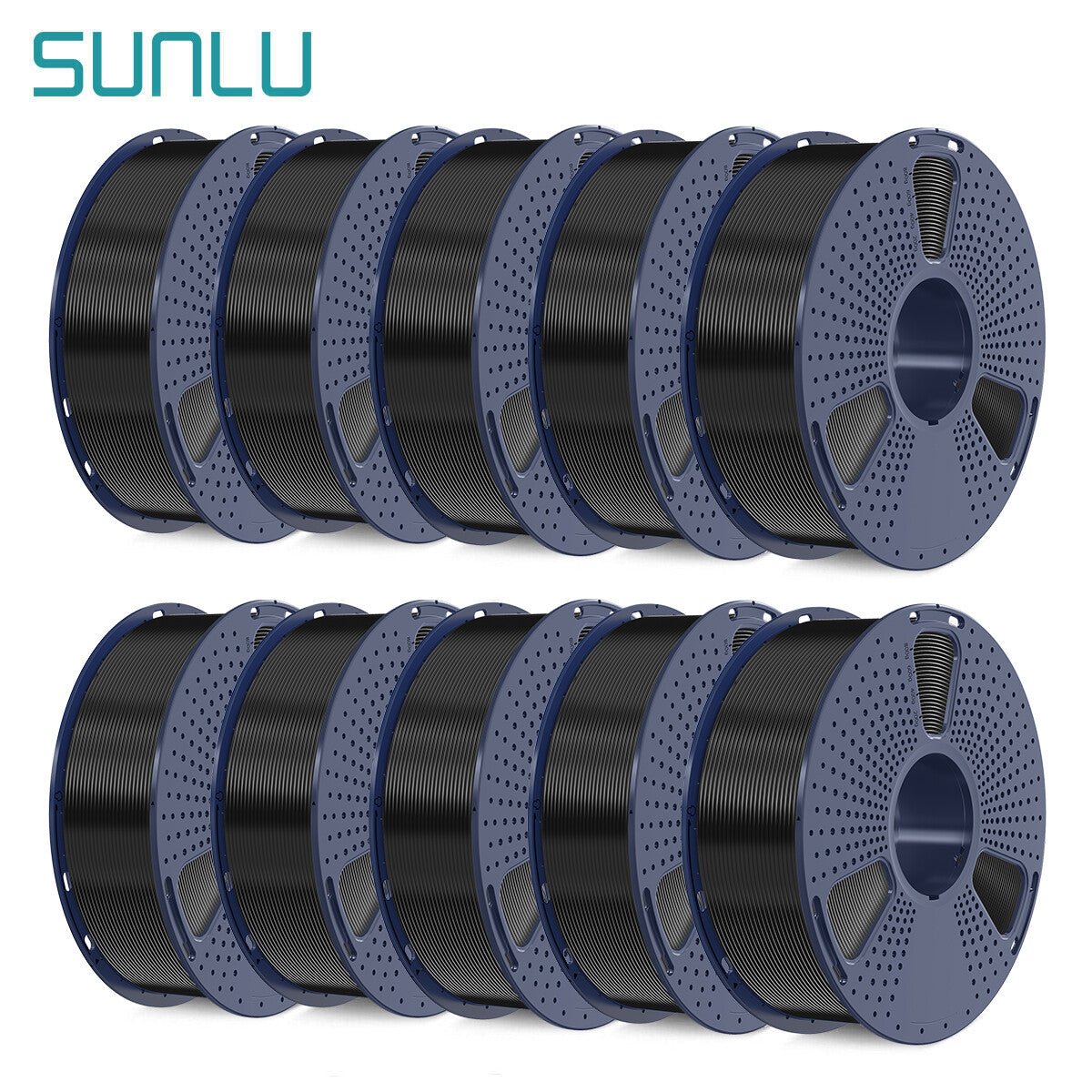 10x 1KG SUNLU BLACK PLA+ 2.0 Bulk Filament Bundle - 3docity