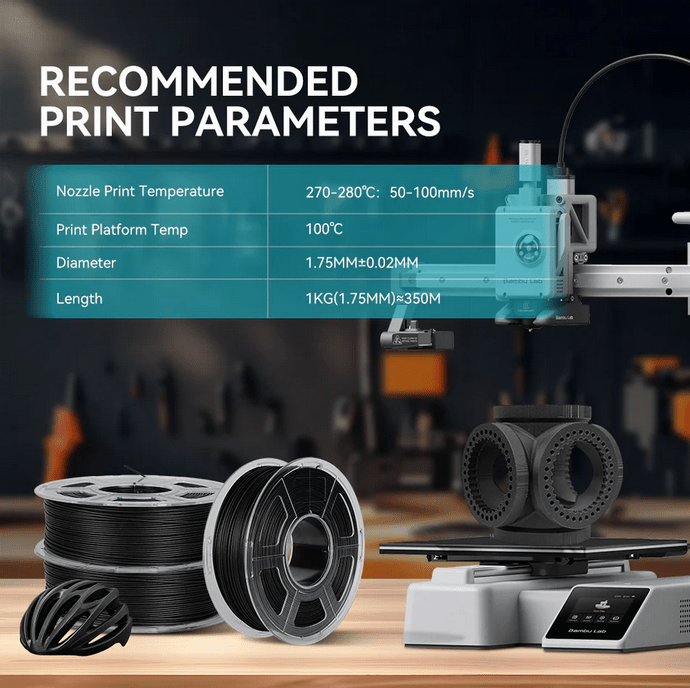 SUNLU PA6 Carbon Fiber Black 1.75mm Filament 1kg Spool - 3docity