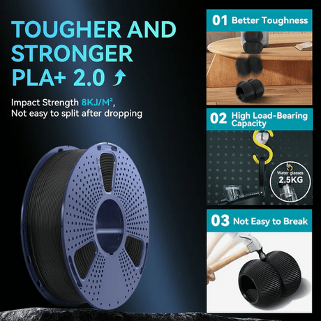 SUNLU PLA+ 2.0 1.75mm Filament 1kg Spool - 3docity