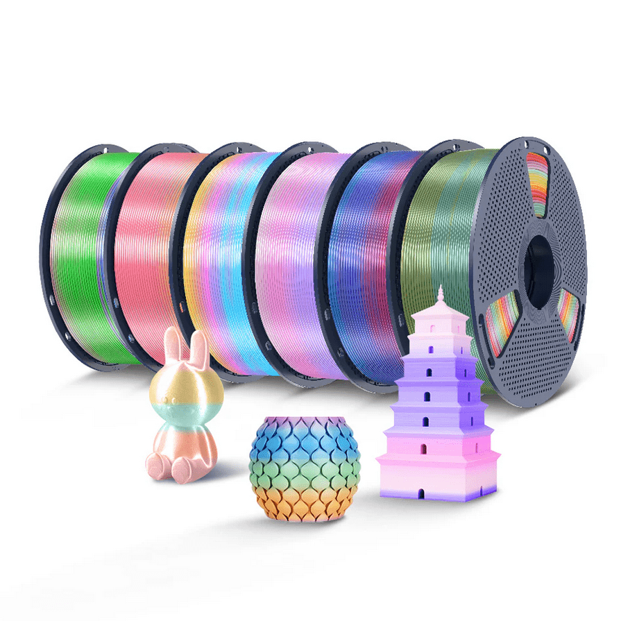 SUNLU Silk Rainbow PLA+ 1.75mm Filament 1kg Spool - 3docity