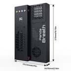 BIQU Panda Breath air filtration system with dimensions, black case, front panel controls, side view