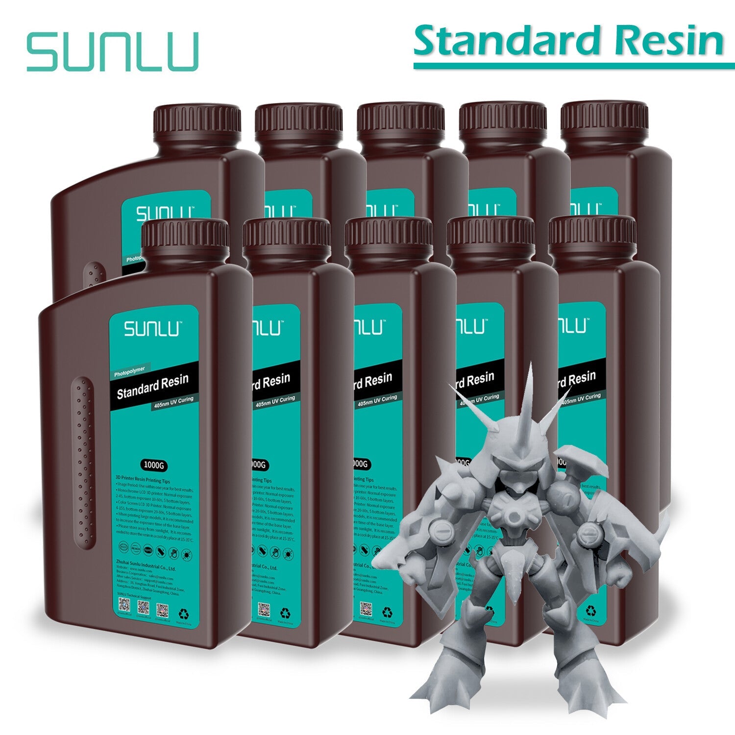 10x 1KG SUNLU GREY STANDARD Resin Bulk Discount Bundle - 3docity