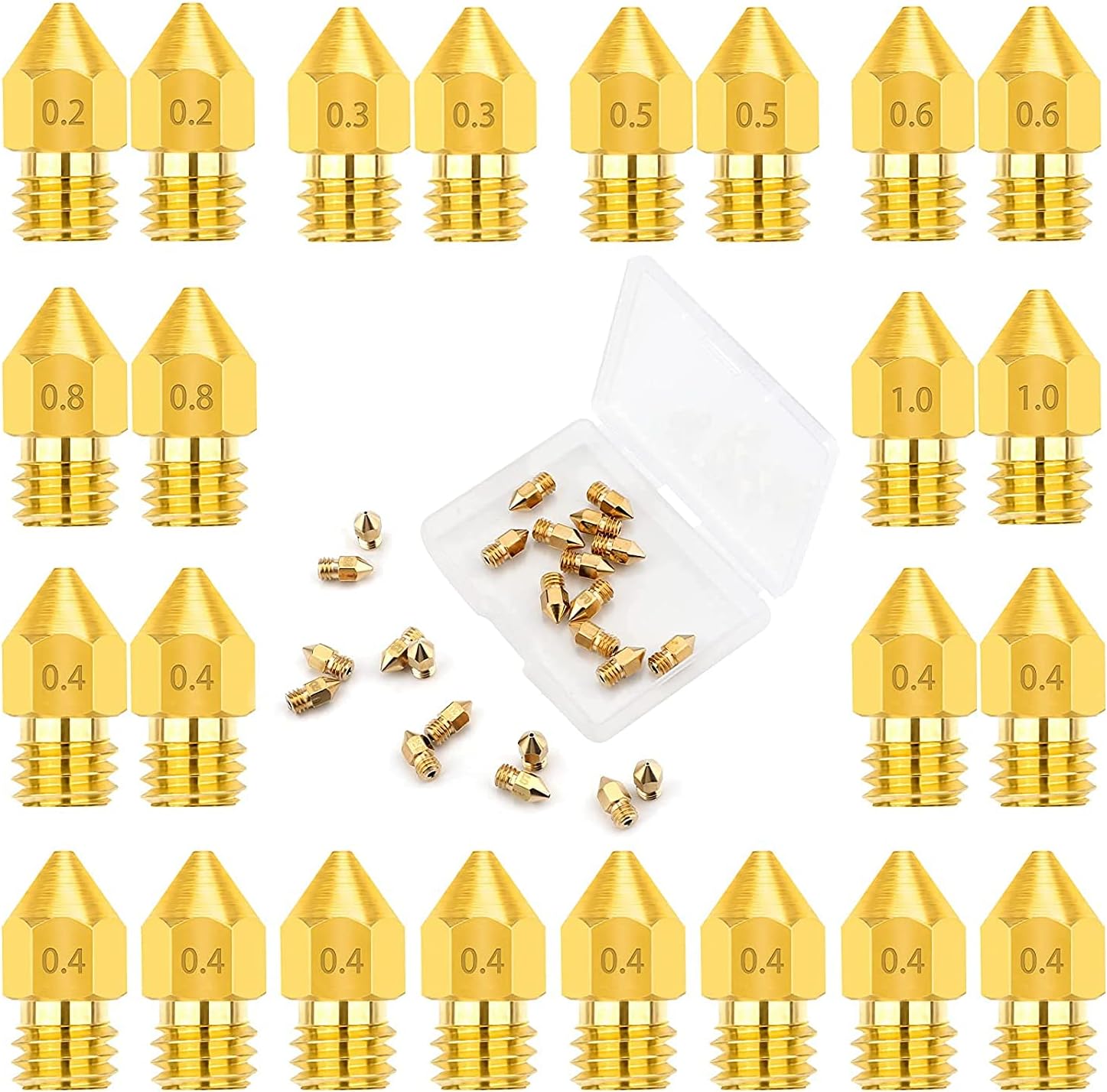 3docity Creality Ender 3/ CR - 10 Brass Nozzles 24 Variety Pack - 3docity