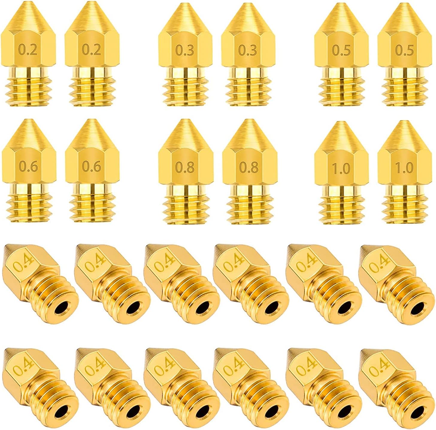 3docity Creality Ender 3/ CR - 10 Brass Nozzles 24 Variety Pack - 3docity