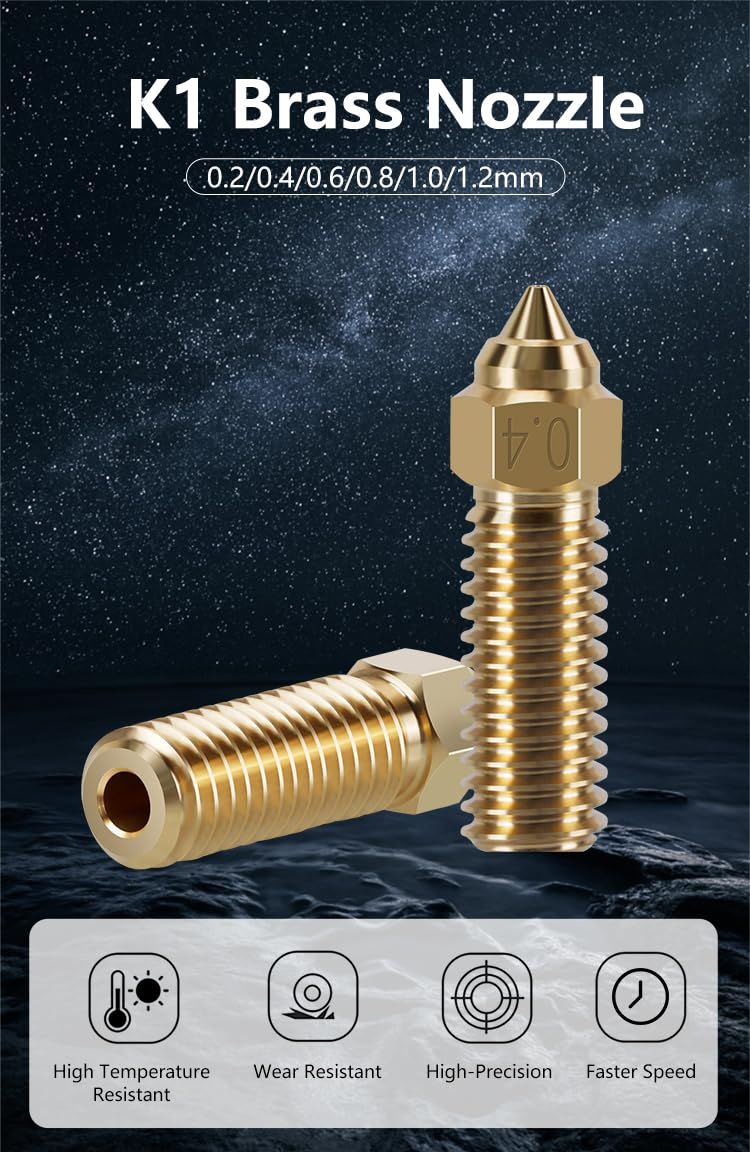 3docity Creality K1 Brass Nozzles 8pcs Variety Pack - 3docity