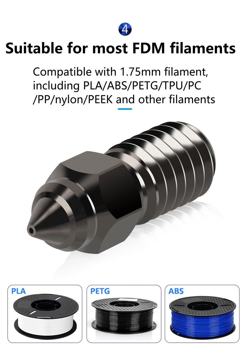 3docity Creality Sprite Hardened Steel Nozzle 8Pcs Varity Kit (Ender 3 V3 SE/ Ender 5 S1/ Ender 7) - 3docity