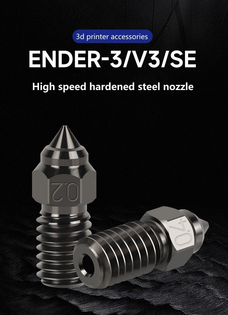 3docity Creality Sprite Hardened Steel Nozzle 8Pcs Varity Kit (Ender 3 V3 SE/ Ender 5 S1/ Ender 7) - 3docity