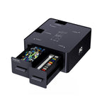 BIQU Panda Den Air storage unit with open drawers showing colorful filament spools and organizer