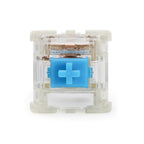 Gateron G Pro 3.0 Blue clicky switch with transparent housing showing internal mechanism and blue stem