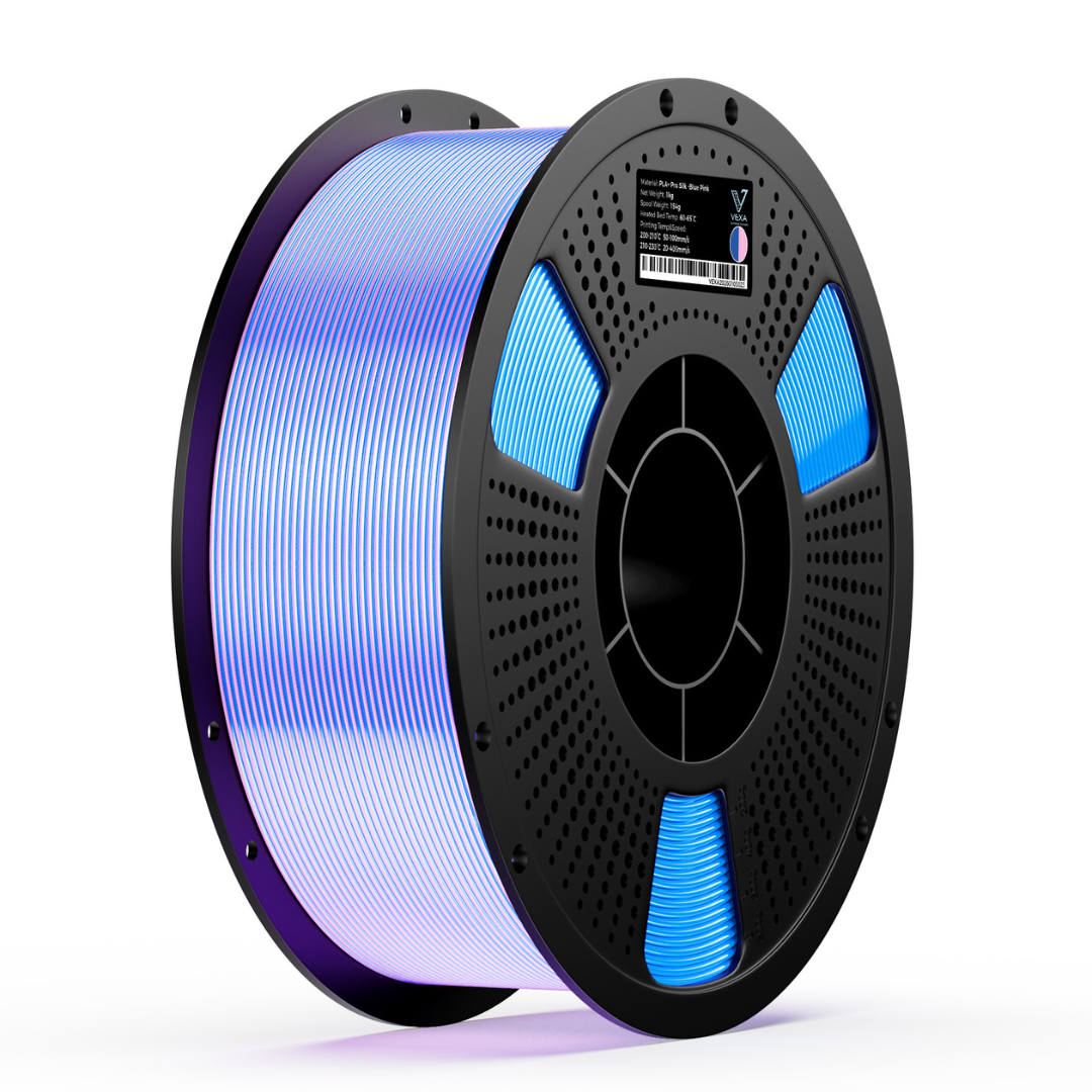 VEXA PLA+ Dual Colour Silk 1.75mm Filament 1kg spool in light blue and purple on black reel
