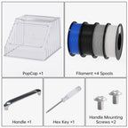 BIQU PopCap enclosure with filament spools, handle, hex key and mounting screws included