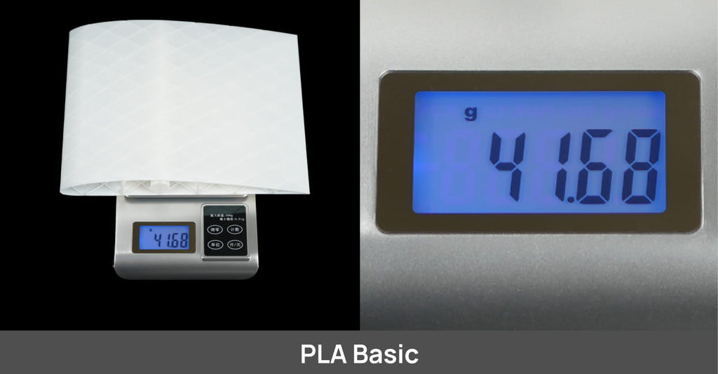 Same part in PLA Basic weighs 41.68g