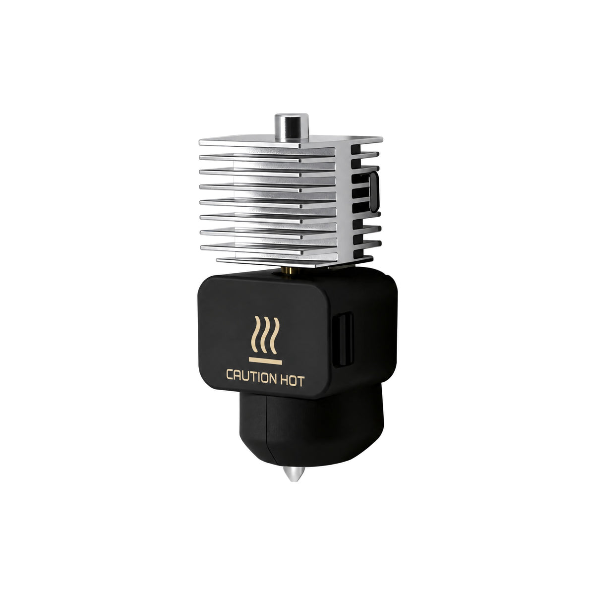 HeatPoint Hotend for Bambu Lab A1 with aluminum heatsink and black base on white background