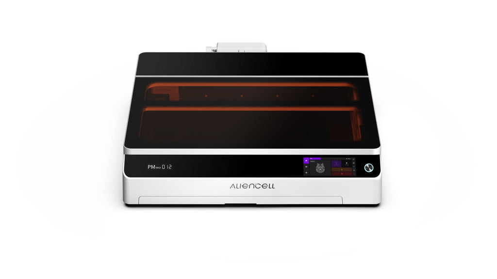 Aliencell X1 Diode Laser Engraver with glowing red heating element, front angle view with control panel