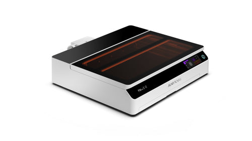Aliencell X1 Diode Laser Engraver with Air Assist, white and black design, glowing red heating elements visible