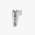 Bambu Lab A1 Series Filament Sensor Base with spring mechanism, white plastic housing, side view