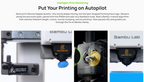 Bambu Lab A2L 3D printer with PMSM extruder and intelligent print monitoring sensors for automated failure detection