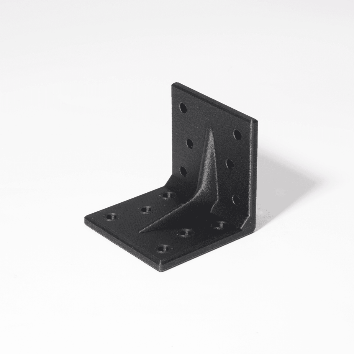 Black reinforced bracket with mounting holes for Bambu Lab 3D printer assembly