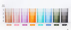 Bambu Lab PETG Translucent filament wall loops in 8 colors showing light transmission and opacity variations.