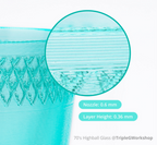 Bambu Lab PETG Translucent filament 1.75mm close-up showing nozzle 0.6mm, layer height 0.36mm detail