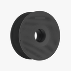 Bambu Lab High Temperature Reusable Spool, black perforated design, angled view showing front and side