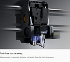 Bambu Lab X2D 3D Printer tool-free nozzle swap mechanism with toolhead camera detail