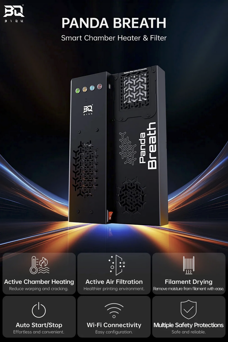 BIQU Panda Breath Smart Chamber Heater Filter with active heating and air filtration features displayed