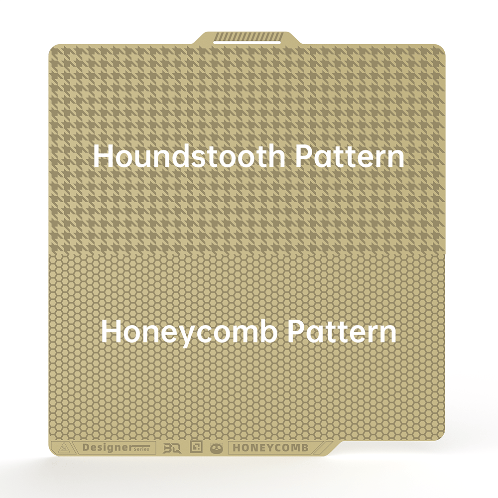 BIQU Panda Build Plate Designer Series Dual - textured with Honeycomb & Houndstooth Patterns for Bambu X1/P1/A1 Printers - 3docity