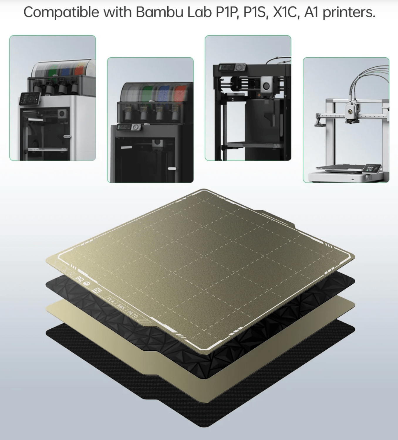 BIQU Panda Build Plate Diamond Pattern PEO/PEI for Bambu Lab P1P/P1S/X1C/A1 - 3docity