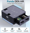BIQU Panda Den Air black storage unit with open drawer showing waste collection and tool organization system