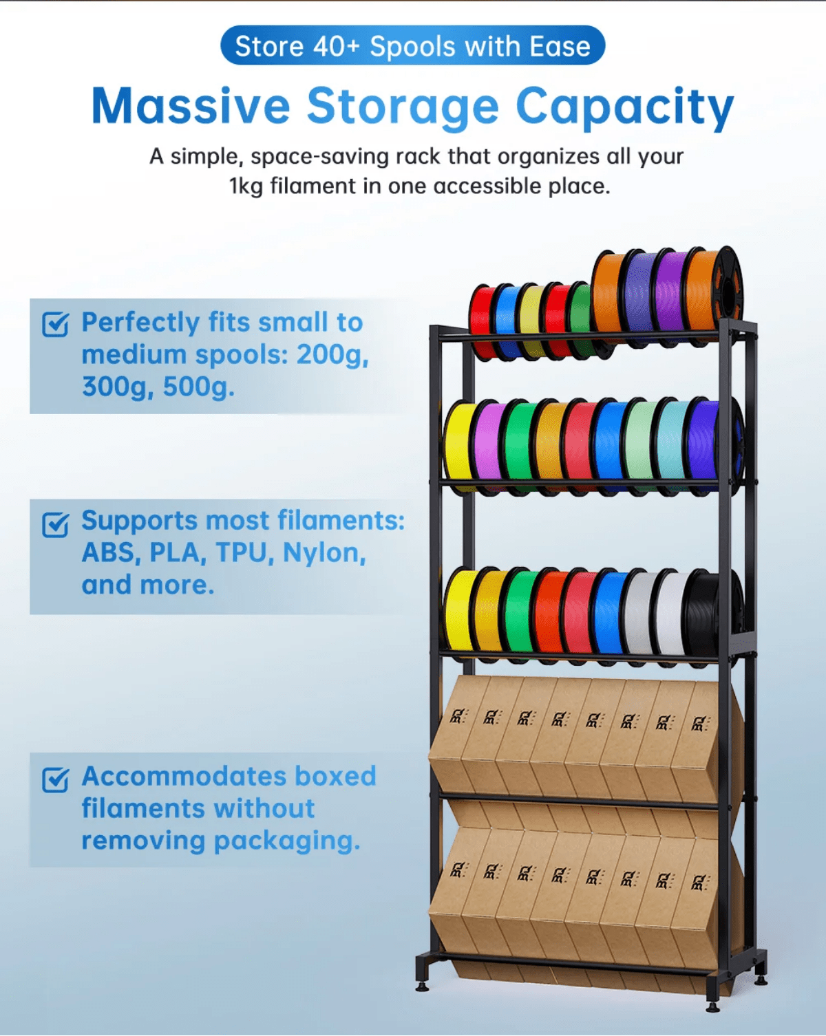 BIQU Panda Feed Rack Stackable Organizer for 3D Printing Filament Home Storage - 3docity
