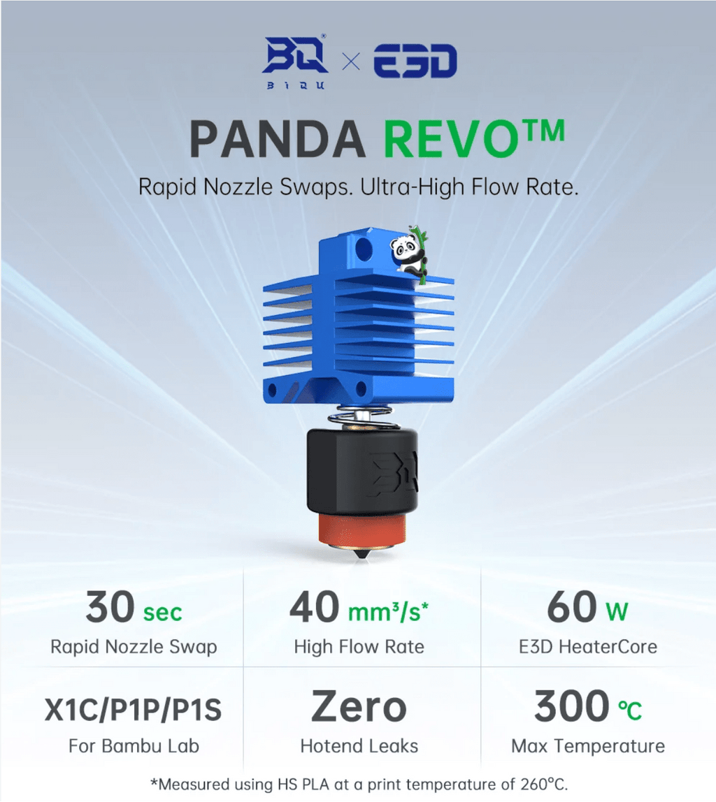 BIQU Panda Revo HIgh Flow Hotend Drop - in Upgrade for Bambu Lab P1 & X1 Series - 3docity