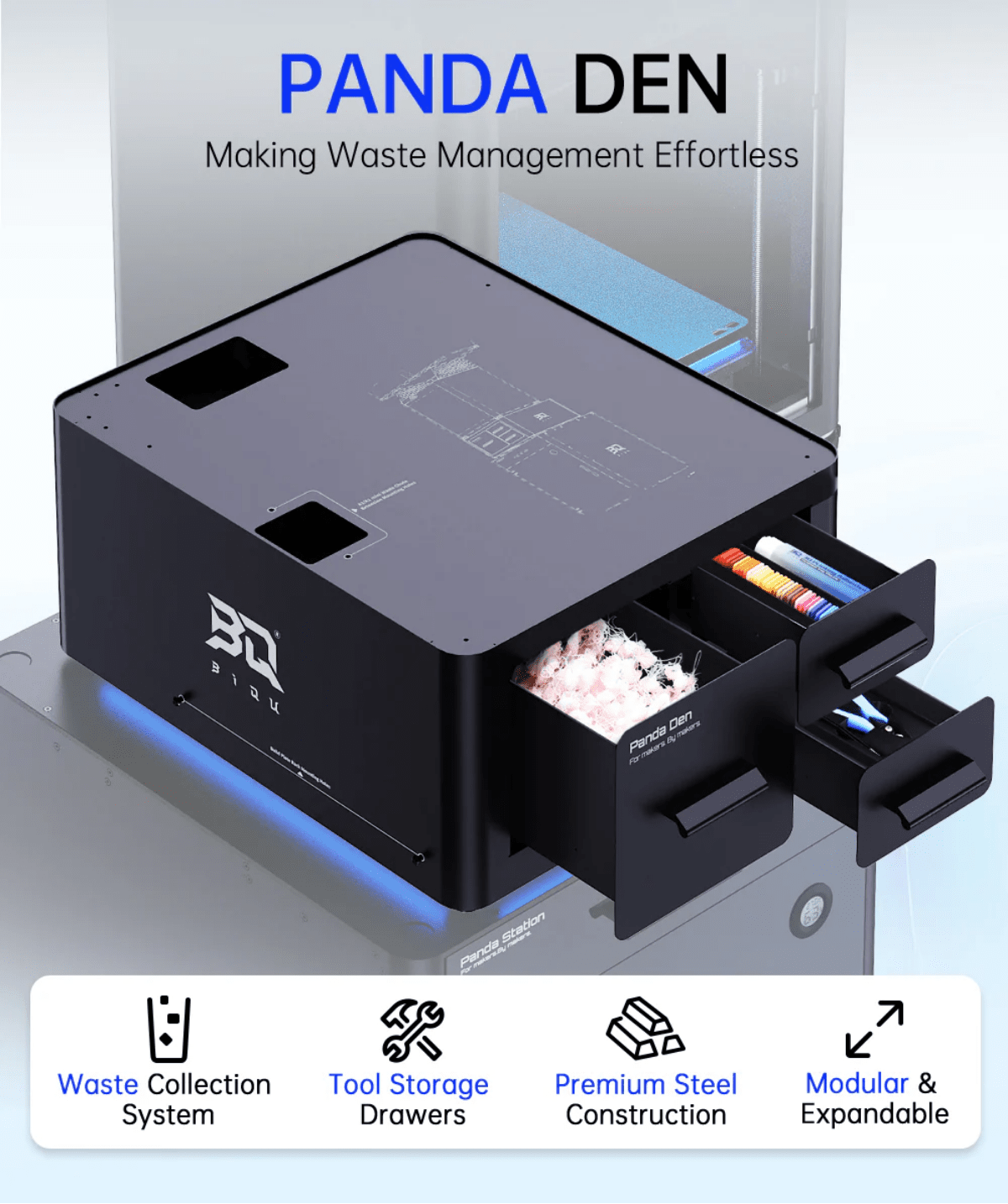 BIQU Panda - verse Panda Den Storager Solution for Bambu Lab X1, P1, P2S - 3docity