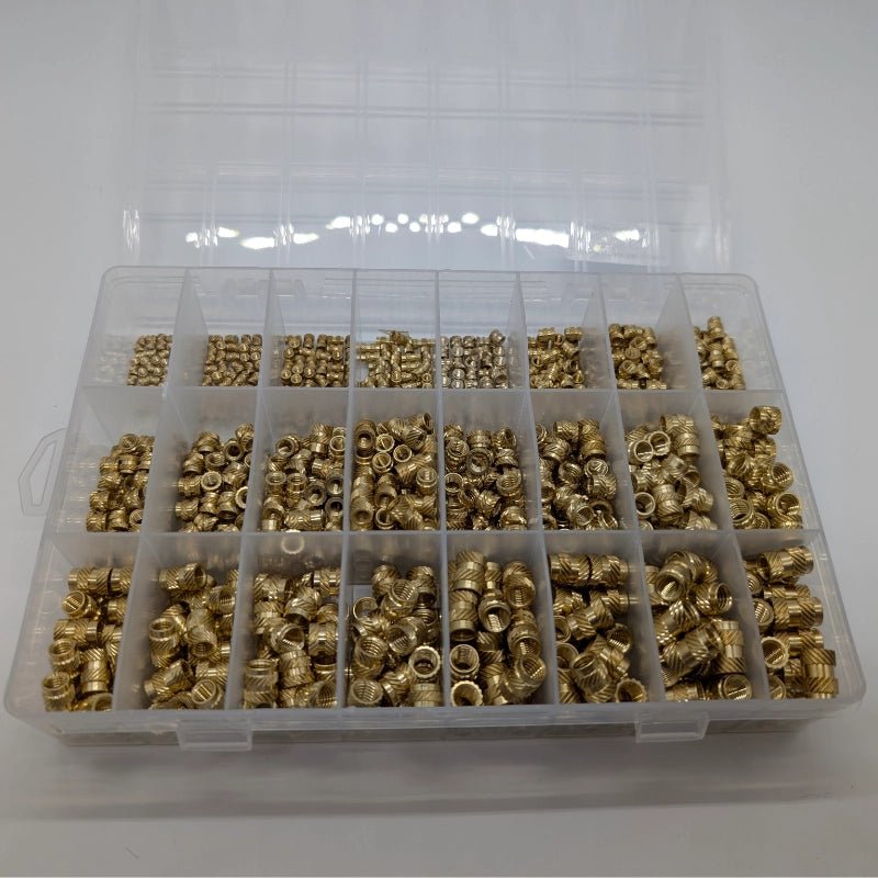 Brass Threaded Heat Set Inserts Kit M2/M3/M4/M5/M6 (1000pcs) - 3docity