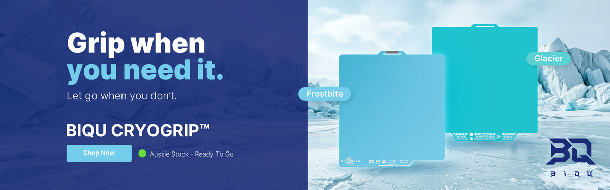 BIQU CryoGrip Frostbite and Glacier build plates. Grip when you need it, let go when you don't. Aussie stock, ready to go.