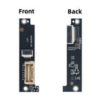 Fystec Extruder Filament Sensor Board front and back views showing PCB layout and connector ports