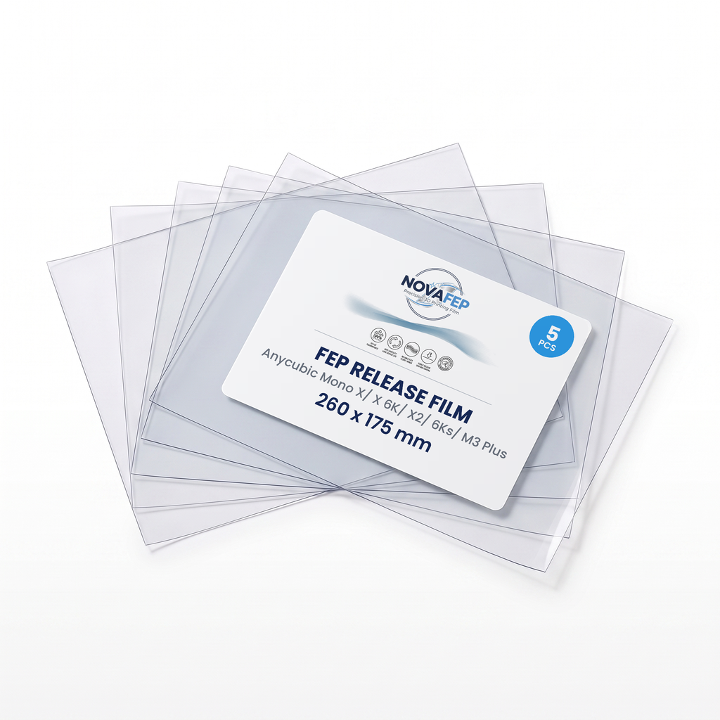 NOVAfep FEP release film for Anycubic Mono X, X 6K, X2, 6Ks and M3 Plus, 5 sheets, 260 x 175 mm