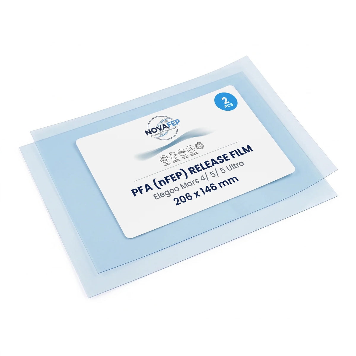 NOVAfep PFA (nFEP) release film for Elegoo Mars 4/ 5/ 5 Ultra – 2 pack, 206 × 146 mm