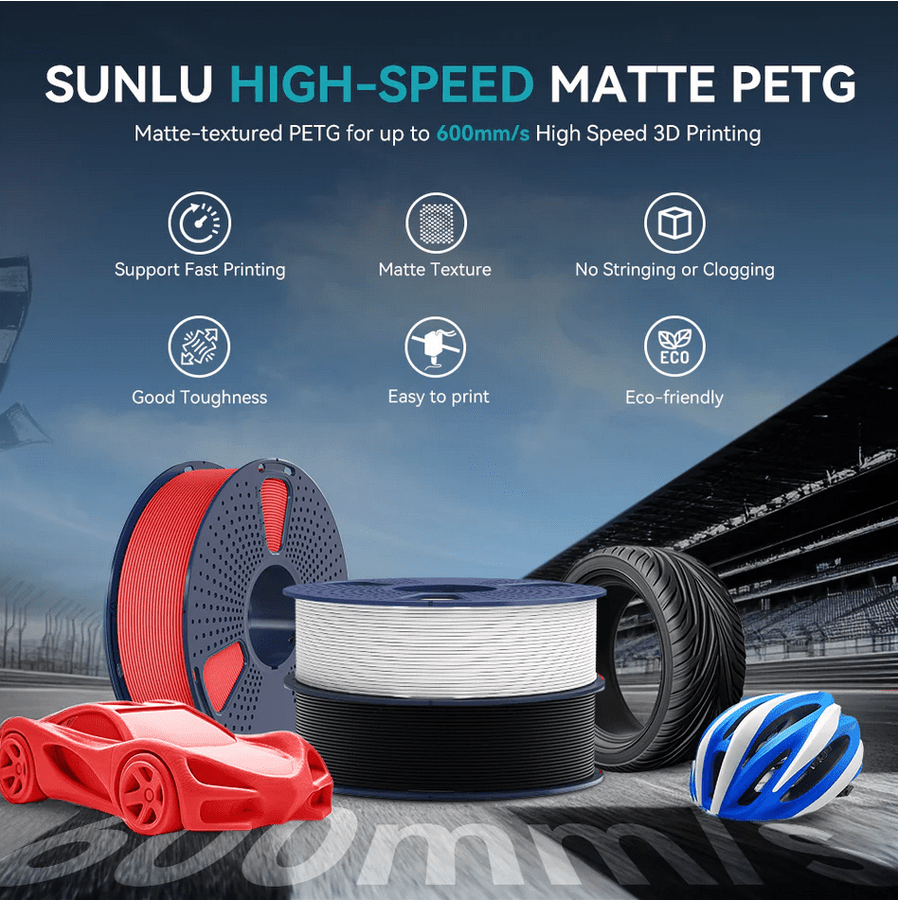 SUNLU High Speed Matte PETG 1.75mm Filament 1kg Spool - 3docity