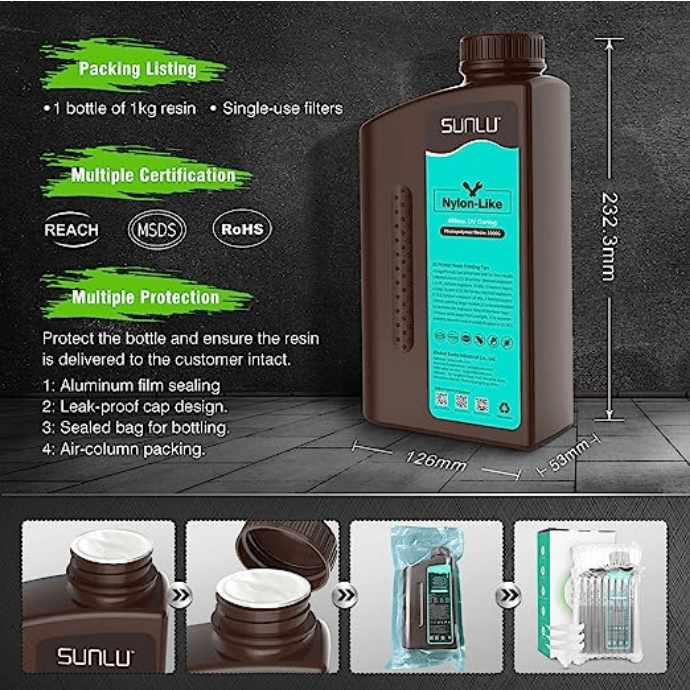 SUNLU PA Nylon Like 3D Printer Resin 1kg - 3docity
