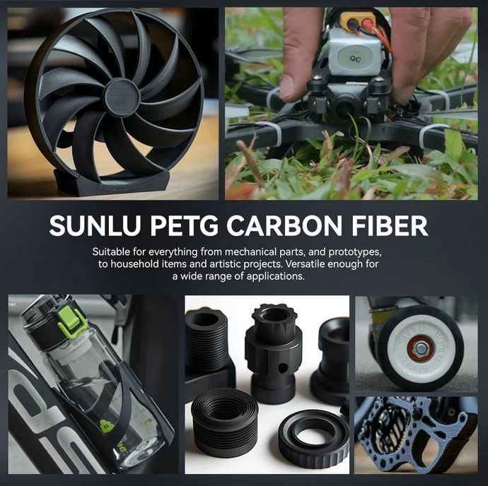 SUNLU PETG Carbon Fiber 1.75mm Filament 1kg Spool - 3docity