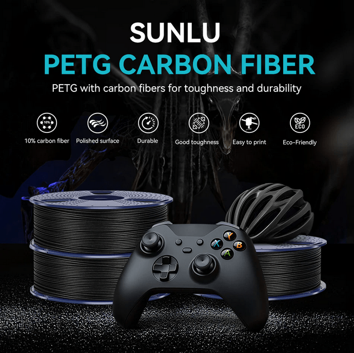 SUNLU PETG Carbon Fiber 1.75mm Filament 1kg Spool - 3docity