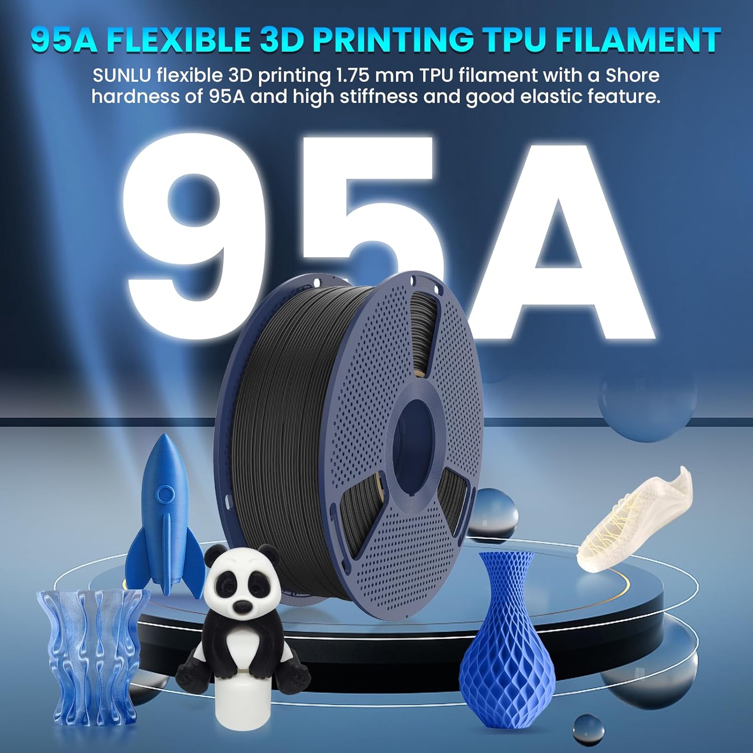 SUNLU TPU 95a 1.75mm 1kg Black Filament - 3docity