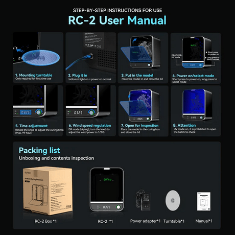 SUNLU UV Resin Curing Box RC - 2 (2nd Generation) - 3docity