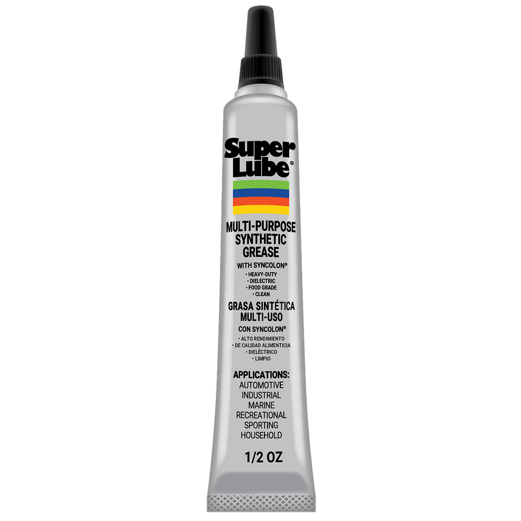 Super Lube Multi-Purpose Synthetic Grease 1/2 oz tube with black applicator cap on white background