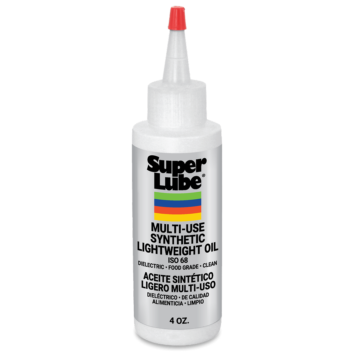 Super Lube Multi-Use Synthetic Lightweight Oil 4oz bottle with red cap on white background