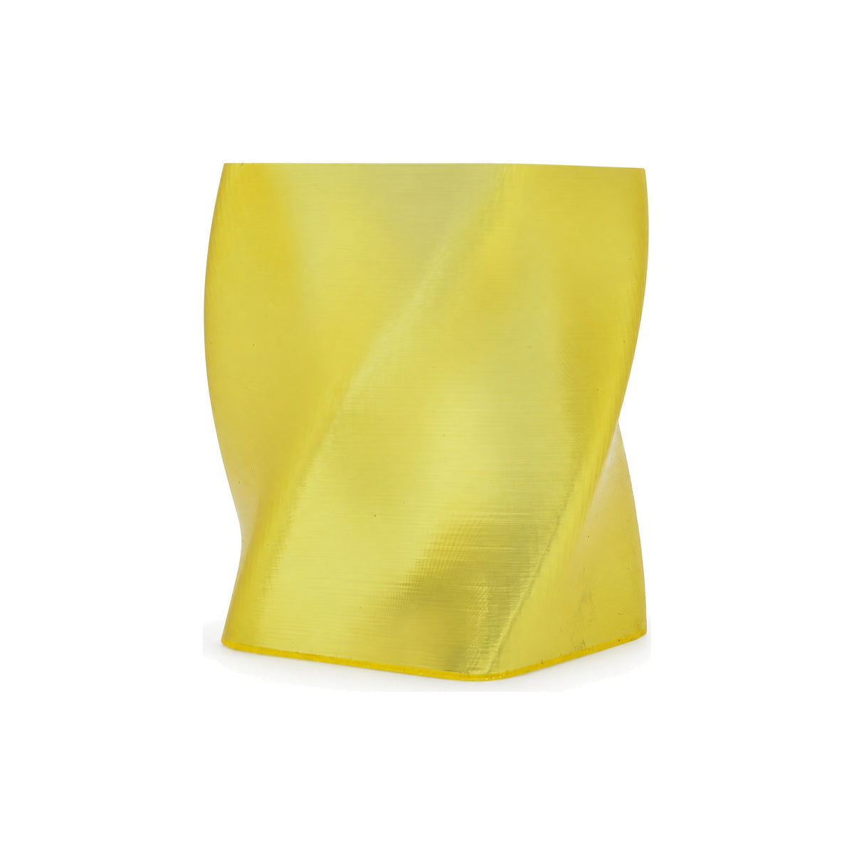 VEXA PLA+ Crystal translucent 1.75mm filament - Amber 3D-printed twisted vase swatch - 3docity