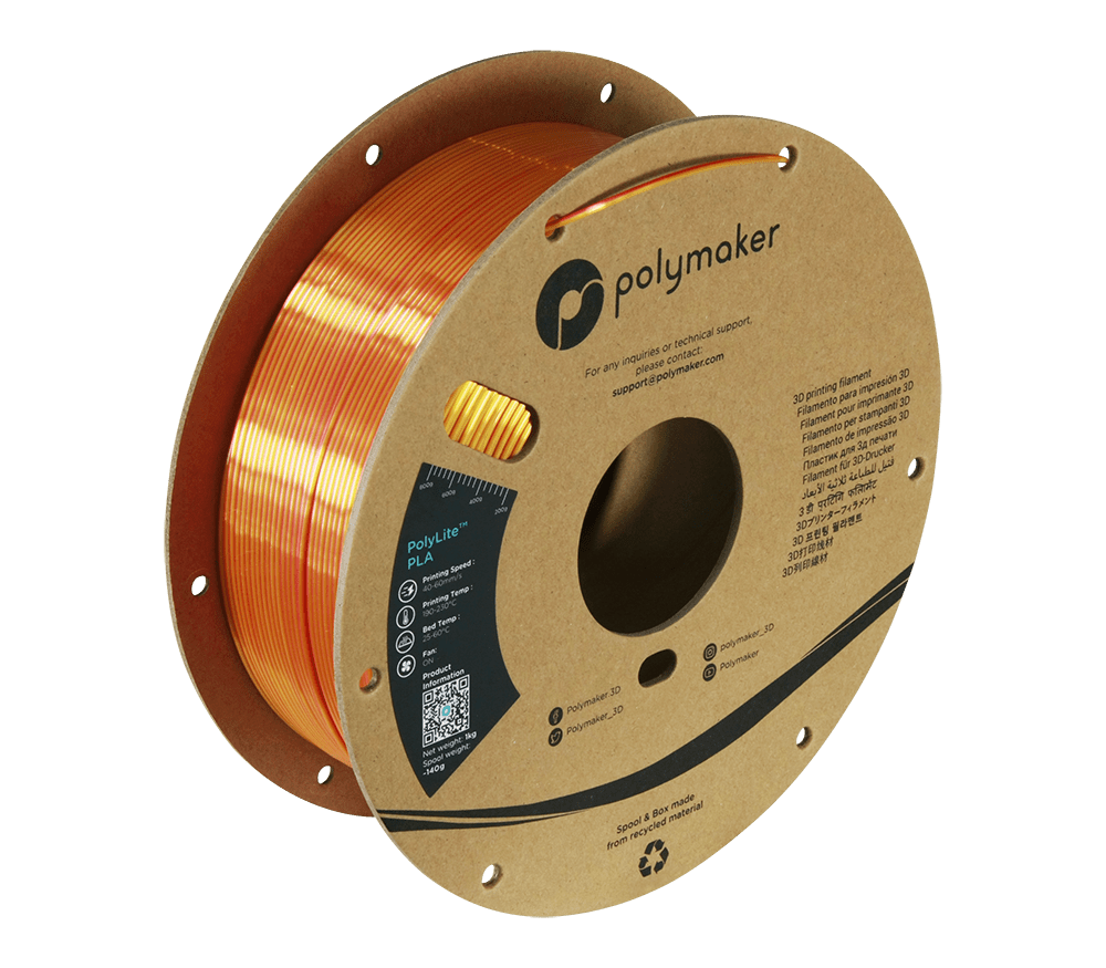 PolyMaker PolyLite PLA SILK / DUAL SILK 1.75mm Filament 1kg Spool - 3docity